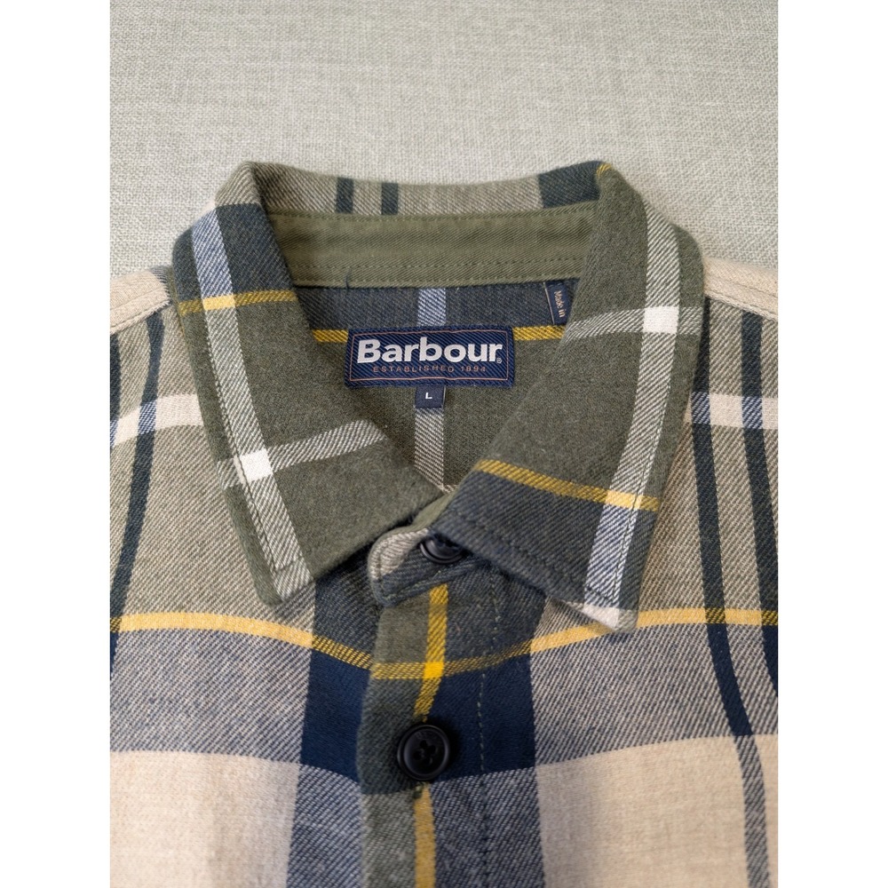 Barbour Men's L  Plaid Forest Mist Tartan Cannich Overshirt / Jacket - Picture 2 of 7